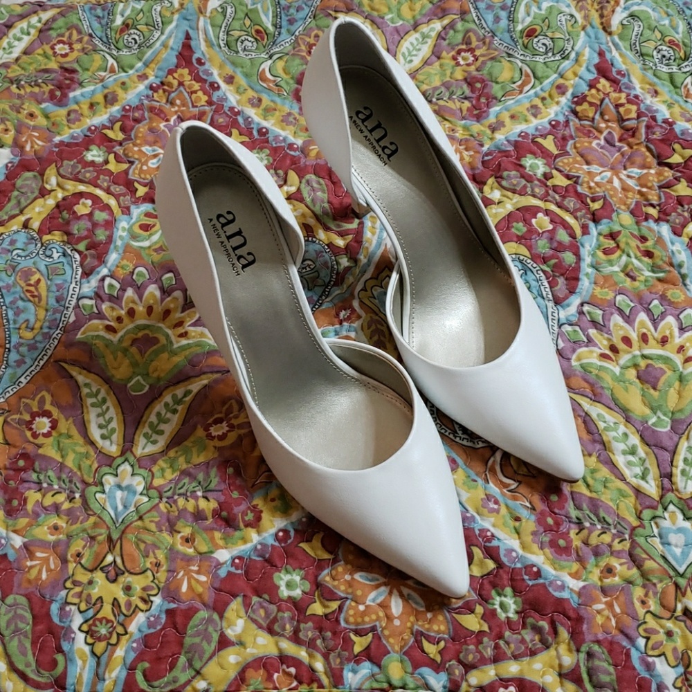 White A.N.A. Pointy Toe Pumps